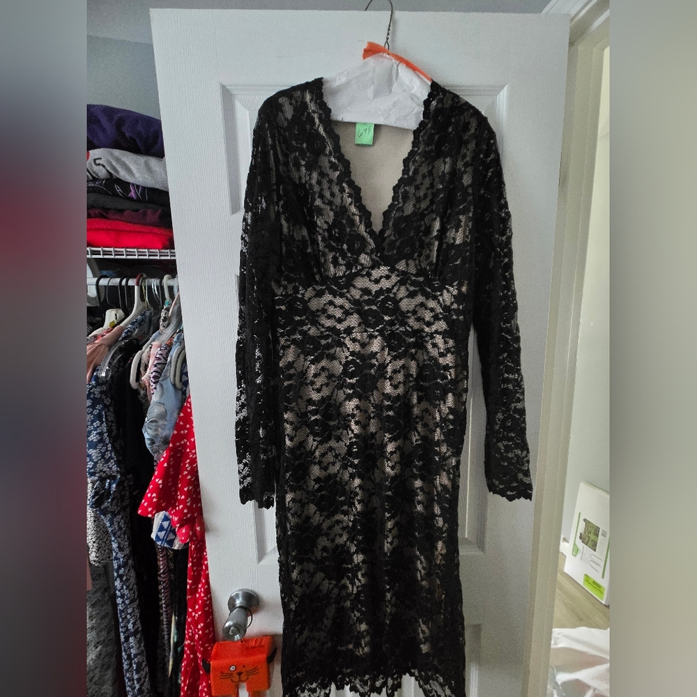 Elegant Black Lace Long Sleeve Dress